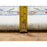Shahbanu Rugs Vivid White, Wool and Silk, Nain All Over Floral Design, Hand Knotted, 250 KPSI, Oriental Rug (10'x14'2")