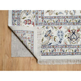 Shahbanu Rugs Vivid White, Wool and Silk, Nain All Over Floral Design, Hand Knotted, 250 KPSI, Oriental Rug (10'x14'2")