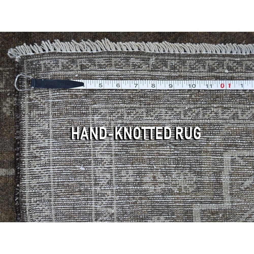 Shahbanu Rugs Washed Out Pure Wool Afghan Baluch Wide Runner Hand-Knotted Rug (3'5" x 9'2") - 3'5" x 9'2"