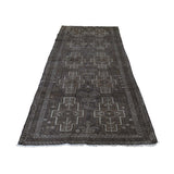 Shahbanu Rugs Washed Out Pure Wool Afghan Baluch Wide Runner Hand-Knotted Rug (3'5" x 9'2") - 3'5" x 9'2"