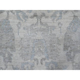 Shahbanu Rugs Whisper White Hand Knotted Wool Weft Village Floral Medallions Faded Afghan Oushak Rug (8'10"x11'10")