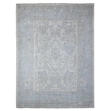 Shahbanu Rugs Whisper White Hand Knotted Wool Weft Village Floral Medallions Faded Afghan Oushak Rug (8'10"x11'10")