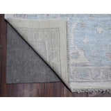 Shahbanu Rugs Whisper White Hand Knotted Wool Weft Village Floral Medallions Faded Afghan Oushak Rug (8'10"x11'10")