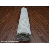 Shahbanu Rugs Whisper White Hand Knotted Wool Weft Village Floral Medallions Faded Afghan Oushak Rug (8'10"x11'10")