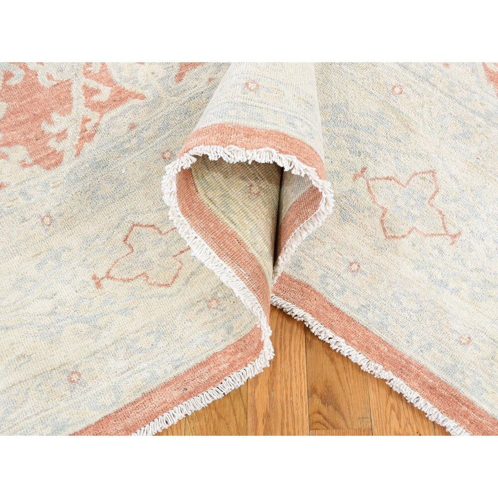 Shahbanu Rugs White Wash Oushak Pure Wool Hand Knotted Oriental Rug - 9'0" x 11'10"