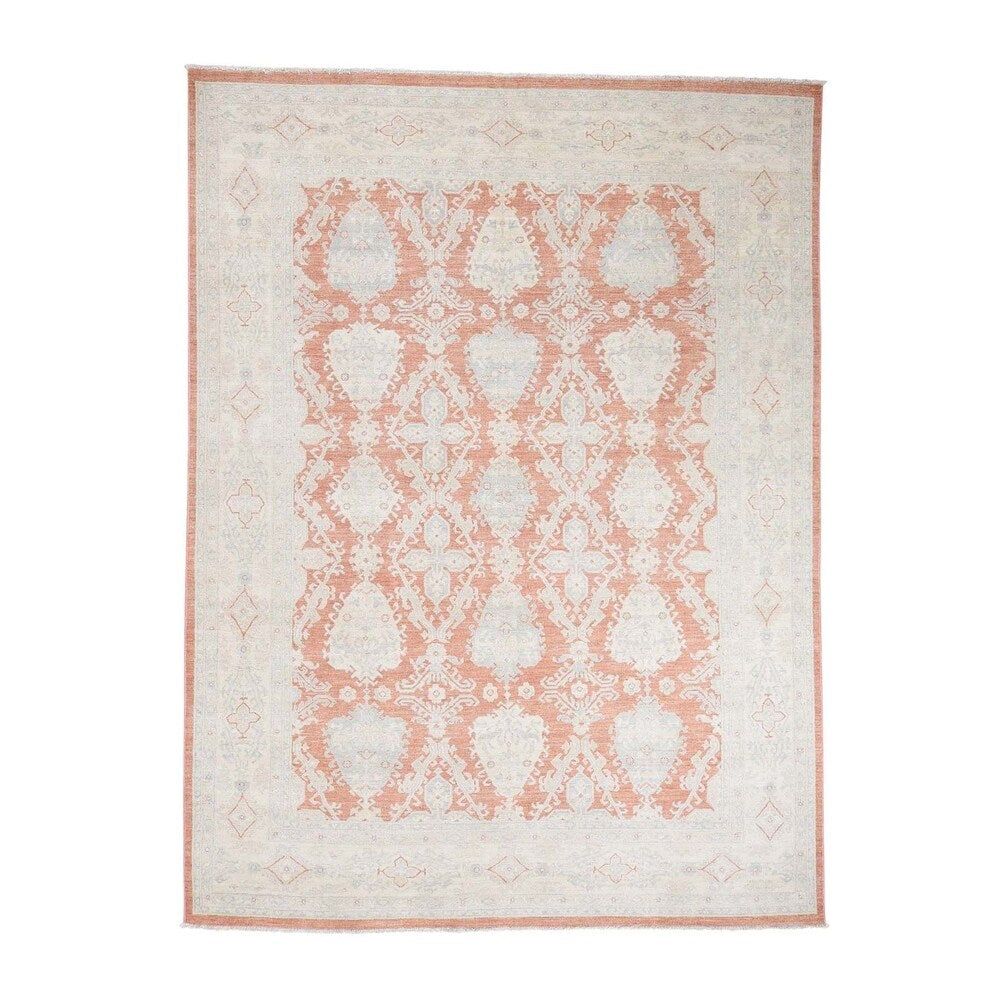 Shahbanu Rugs White Wash Oushak Pure Wool Hand Knotted Oriental Rug - 9'0" x 11'10"