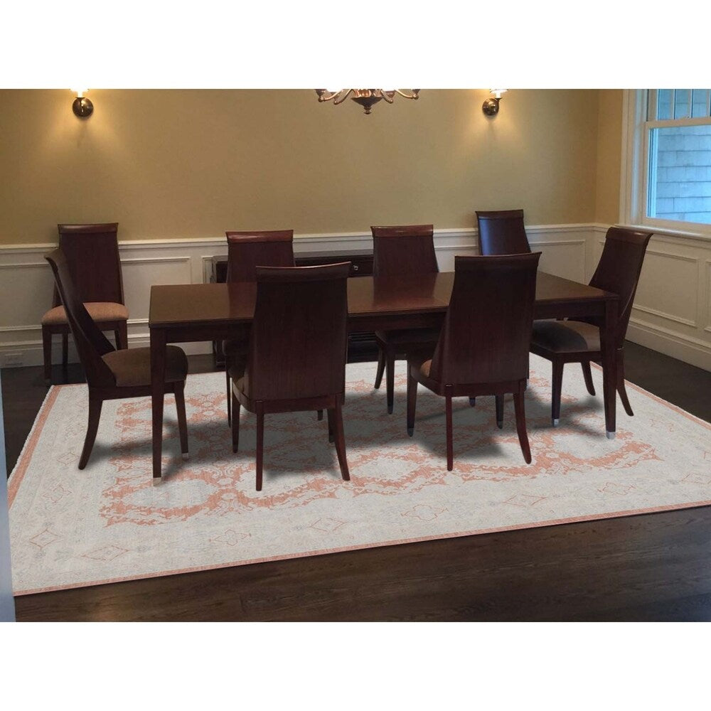 Shahbanu Rugs White Wash Oushak Pure Wool Hand Knotted Oriental Rug - 9'0" x 11'10"
