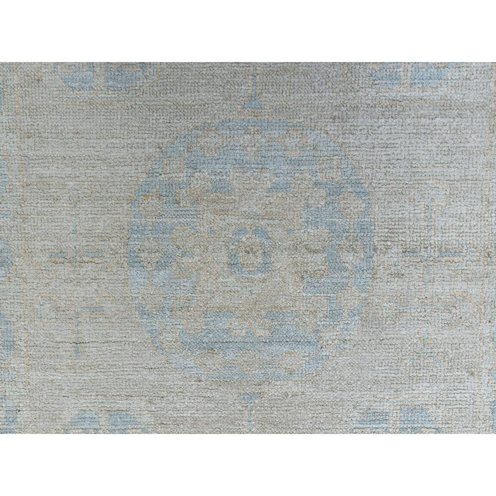Shahbanu Rugs White Wash Peshawar Pure Wool Hand-Knotted Oriental Runner Rug (2'7" x 13'7") - 2'7" x 13'7"