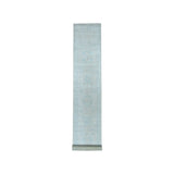 Shahbanu Rugs White Wash Peshawar Pure Wool Hand-Knotted Oriental Runner Rug (2'7" x 13'7") - 2'7" x 13'7"