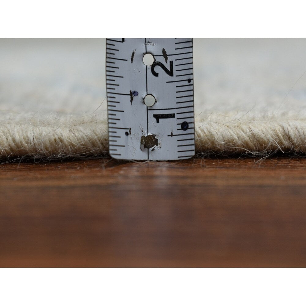 Shahbanu Rugs White Wash Peshawar Pure Wool Hand-Knotted Oriental Runner Rug (2'7" x 13'7") - 2'7" x 13'7"