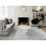 Shahbanu Rugs White Wash Peshawar With Mamluk Design Gray Pure Wool Hand-Knotted Rug (8'10" x 11'9") - 8'10" x 11'9"
