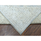 Shahbanu Rugs White Wash Peshawar With Mamluk Design Gray Pure Wool Hand-Knotted Rug (8'10" x 11'9") - 8'10" x 11'9"