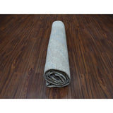 Shahbanu Rugs White Wash Peshawar With Mamluk Design Gray Pure Wool Hand-Knotted Rug (8'10" x 11'9") - 8'10" x 11'9"