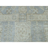 Shahbanu Rugs White Wash Peshawar With Mamluk Design Gray Pure Wool Hand-Knotted Rug (8'10" x 11'9") - 8'10" x 11'9"