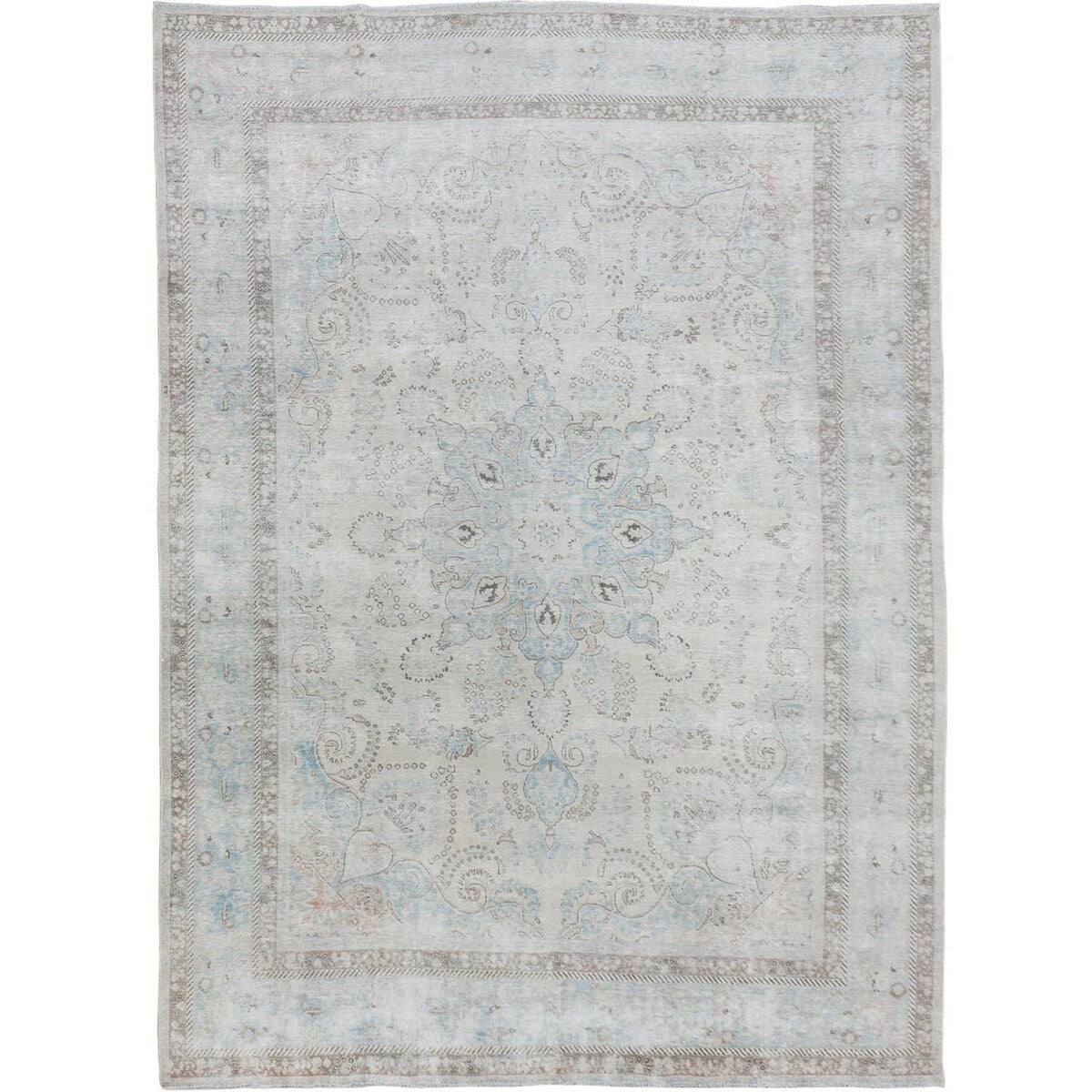 White Wash Vintage Worn Down Persian Tabriz Handmade Rug(9'6"x12'1") - 9'6" x 12'1" - 9'6" x 12'1"