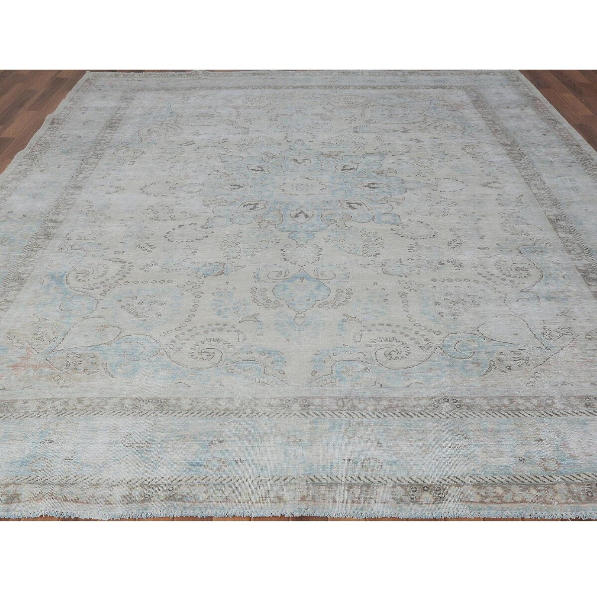 White Wash Vintage Worn Down Persian Tabriz Handmade Rug(9'6"x12'1") - 9'6" x 12'1" - 9'6" x 12'1"