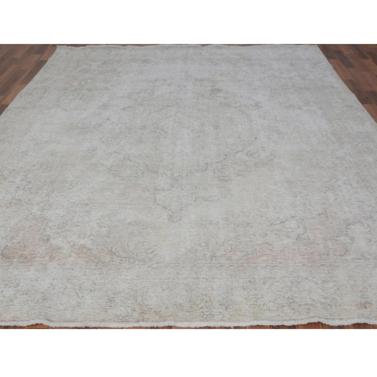 White Wash Vintage & Worn Down Persian Tabriz Handmade Rug(8'7"x11'9") - 8'7" x 11'9"