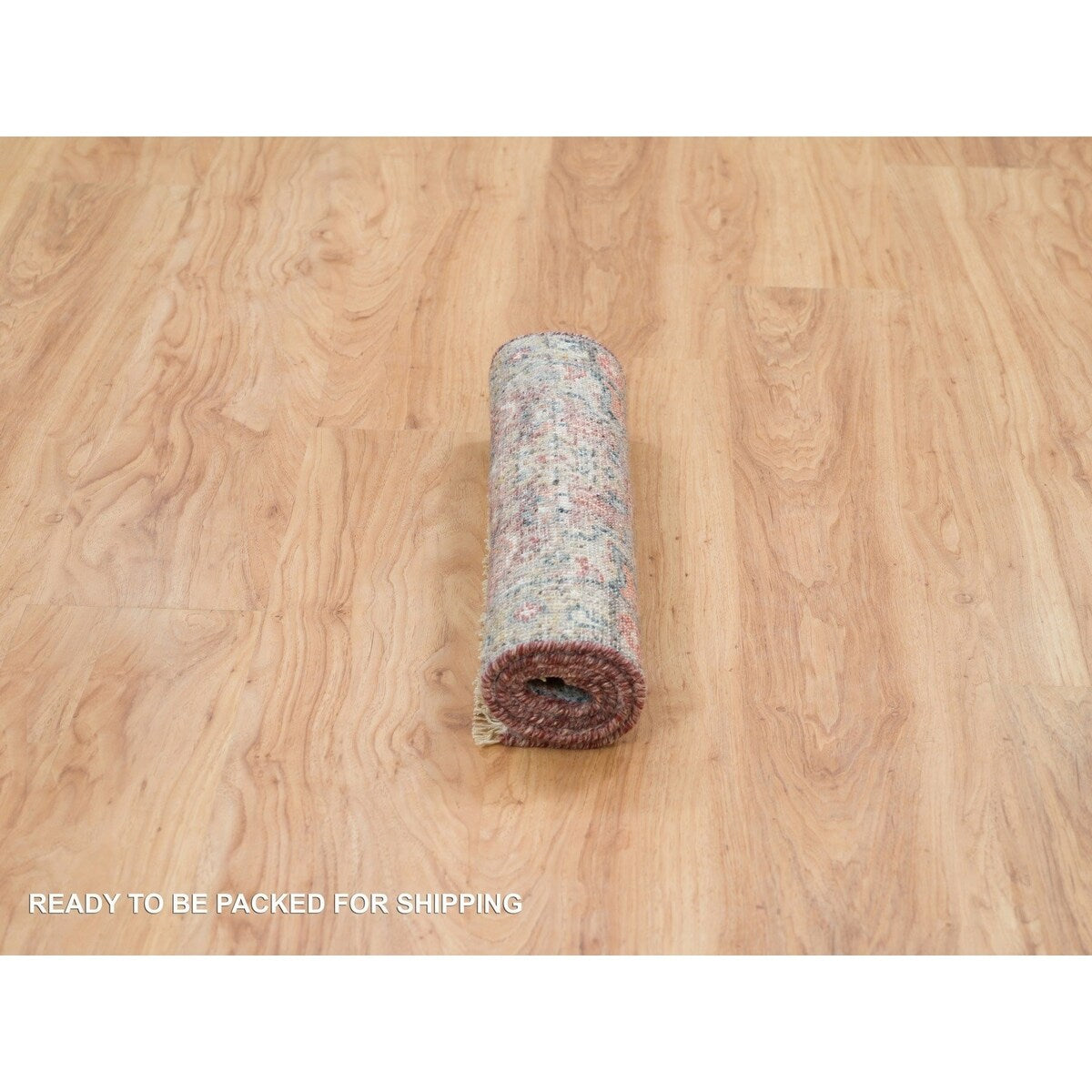 Shahbanu Rugs Wine Red, Wool, Heriz Revival, Hand Knotted, Soft to the Touch Pile, Mat Oriental Rug (1'11" x 3'1")