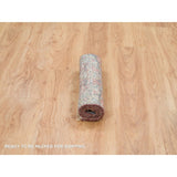 Shahbanu Rugs Wine Red, Wool, Heriz Revival, Hand Knotted, Soft to the Touch Pile, Mat Oriental Rug (1'11" x 3'1")