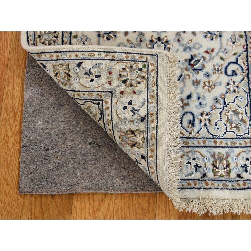 Shahbanu Rugs Wool And Silk 250 KPSI Ivory Nain Hand-Knotted Oriental Rug (2'1" x 3'1") - 2'1" x 3'1"
