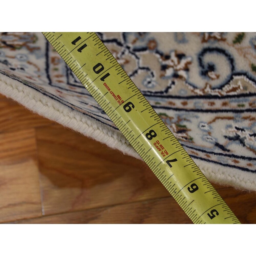 Shahbanu Rugs Wool And Silk 250 KPSI Ivory Nain Hand-Knotted Oriental Rug (2'1" x 3'1") - 2'1" x 3'1"