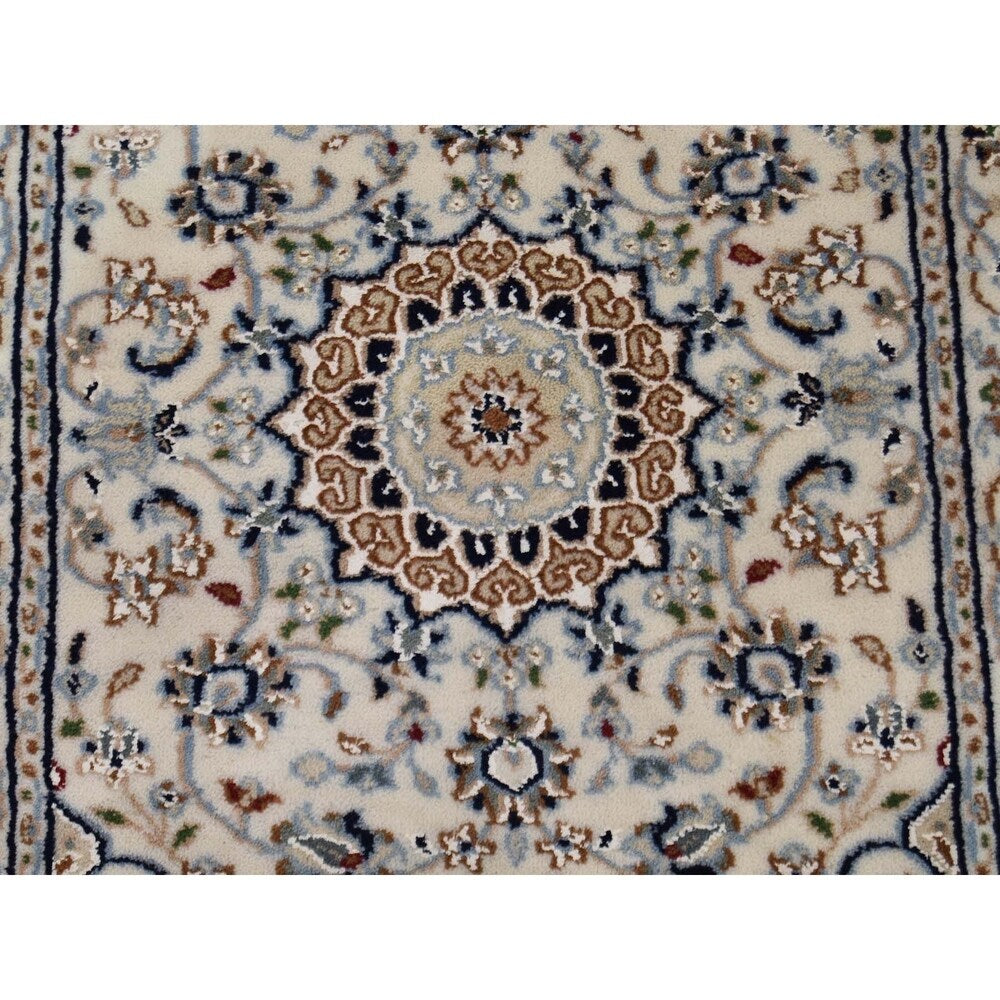 Shahbanu Rugs Wool And Silk 250 KPSI Ivory Nain Hand-Knotted Oriental Rug (2'1" x 3'1") - 2'1" x 3'1"