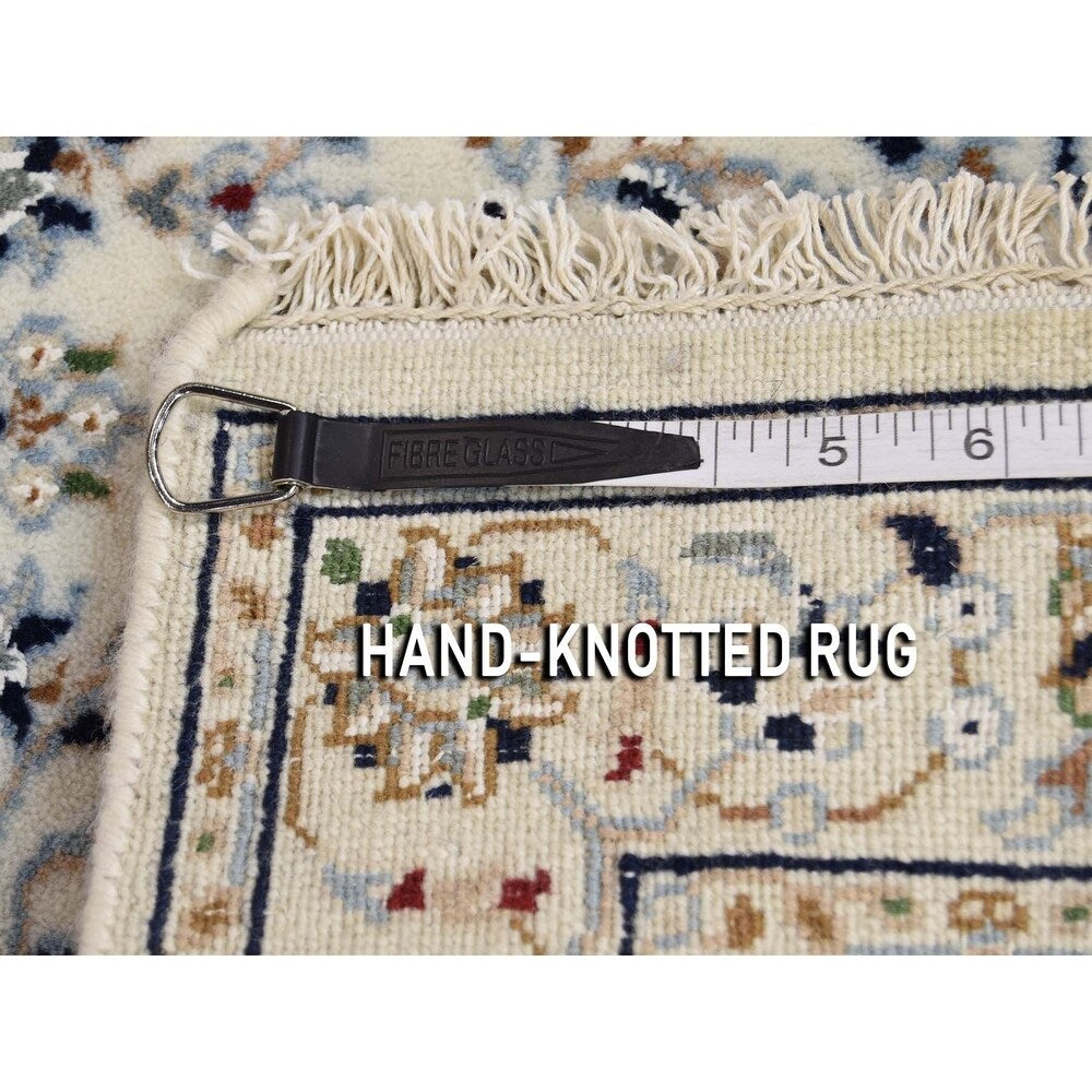 Shahbanu Rugs Wool And Silk 250 KPSI Ivory Nain Hand-Knotted Oriental Rug (2'1" x 3'1") - 2'1" x 3'1"