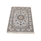 Shahbanu Rugs Wool And Silk 250 KPSI Ivory Nain Hand-Knotted Oriental Rug (2'1" x 3'1") - 2'1" x 3'1"