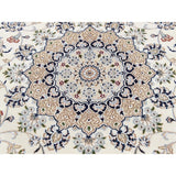 Shahbanu Rugs Wool And Silk 250 KPSI Ivory Nain Hand-Knotted Oriental Rug (7'8" x 10'1") - 7'8" x 10'1"