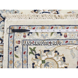 Shahbanu Rugs Wool And Silk 250 KPSI Ivory Nain Hand-Knotted Oriental Rug (7'8" x 10'1") - 7'8" x 10'1"