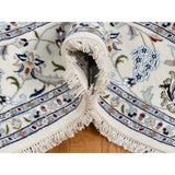 Shahbanu Rugs Wool And Silk 250 KPSI Ivory Nain Hand-Knotted Oriental Rug (7'8" x 10'1") - 7'8" x 10'1"