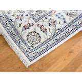 Shahbanu Rugs Wool And Silk 250 KPSI Ivory Nain Hand-Knotted Oriental Rug (7'8" x 10'1") - 7'8" x 10'1"