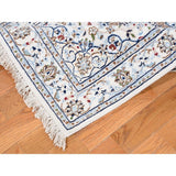 Shahbanu Rugs Wool And Silk 250 KPSI Ivory Nain Hand-Knotted Oriental Runner Rug (2'7" x 12'0") - 2'7" x 12'0"