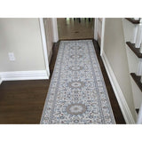 Shahbanu Rugs Wool And Silk 250 KPSI Ivory Nain Hand-Knotted Oriental Runner Rug (2'7" x 12'0") - 2'7" x 12'0"
