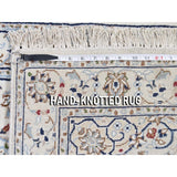 Shahbanu Rugs Wool And Silk 250 KPSI Ivory Nain Hand-Knotted Oriental Runner Rug (2'7" x 12'0") - 2'7" x 12'0"