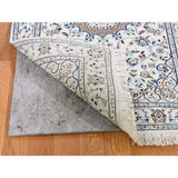Shahbanu Rugs Wool And Silk 250 KPSI Ivory Nain Hand-Knotted Oriental Runner Rug (2'7" x 12'0") - 2'7" x 12'0"