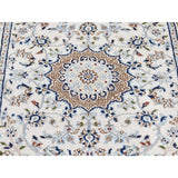 Shahbanu Rugs Wool And Silk 250 KPSI Ivory Nain Hand-Knotted Oriental Runner Rug (2'7" x 12'0") - 2'7" x 12'0"