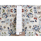 Shahbanu Rugs Wool And Silk 250 KPSI Ivory Nain Hand-Knotted Oriental Runner Rug (2'7" x 12'0") - 2'7" x 12'0"