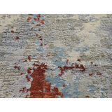 Shahbanu Rugs Wool And Silk Abstract With Fire Mosaic Design Hand-Knotted Rug (6'1" x 8'9") - 6'1" x 8'9"