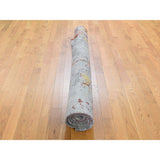 Shahbanu Rugs Wool And Silk Abstract With Fire Mosaic Design Hand-Knotted Rug (6'1" x 8'9") - 6'1" x 8'9"