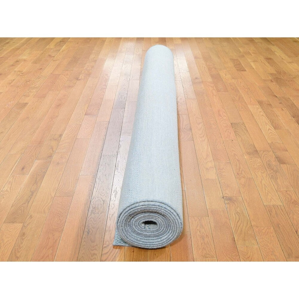 Shahbanu Rugs Wool And Silk Grass Design Gallery Size Hand-Knotted Oriental Rug (8'1" x 18'2") - 8'1" x 18'2"