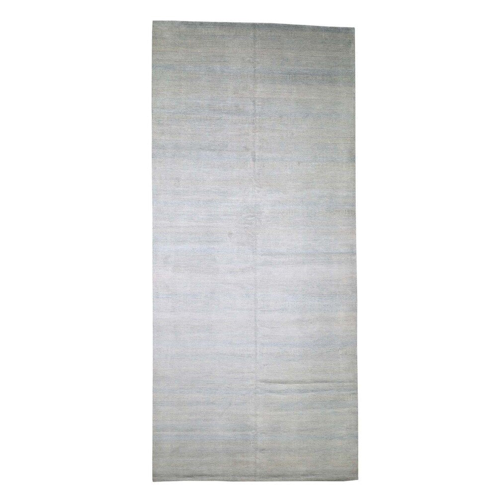 Shahbanu Rugs Wool And Silk Grass Design Gallery Size Hand-Knotted Oriental Rug (8'1" x 18'2") - 8'1" x 18'2"