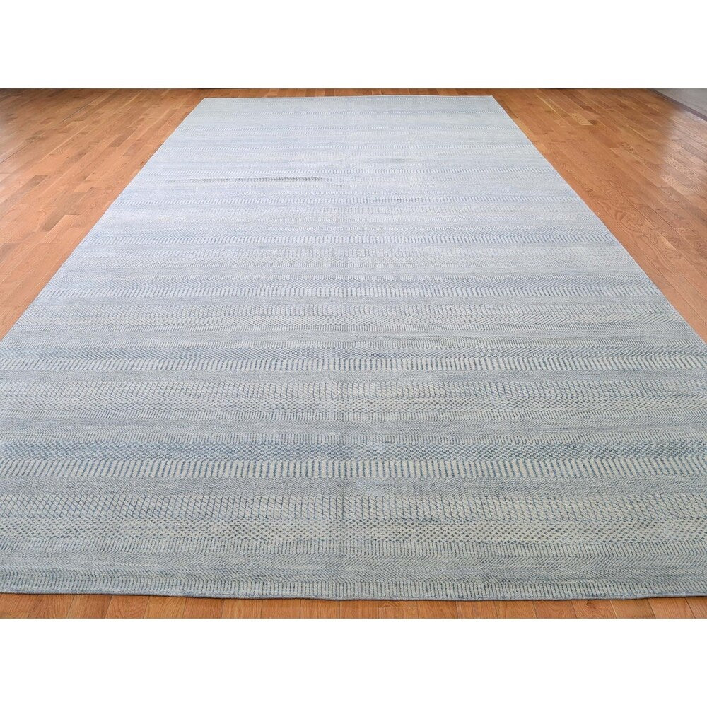 Shahbanu Rugs Wool And Silk Grass Design Gallery Size Hand-Knotted Oriental Rug (8'1" x 18'2") - 8'1" x 18'2"