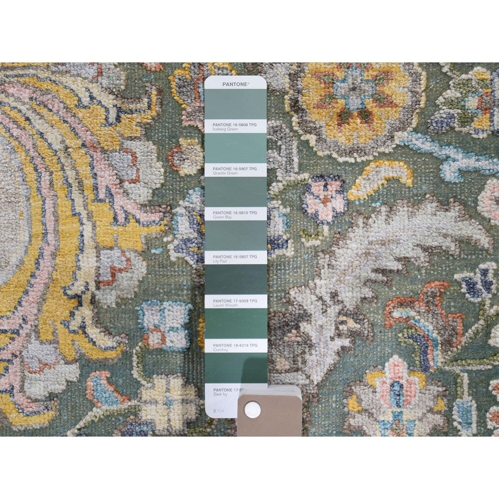 Shahbanu Rugs Wool And Silk Hi-Low Pile Textured Tabriz Design Hand-Knotted Rug (9'0" x 12'0") - 9'0" x 12'0"