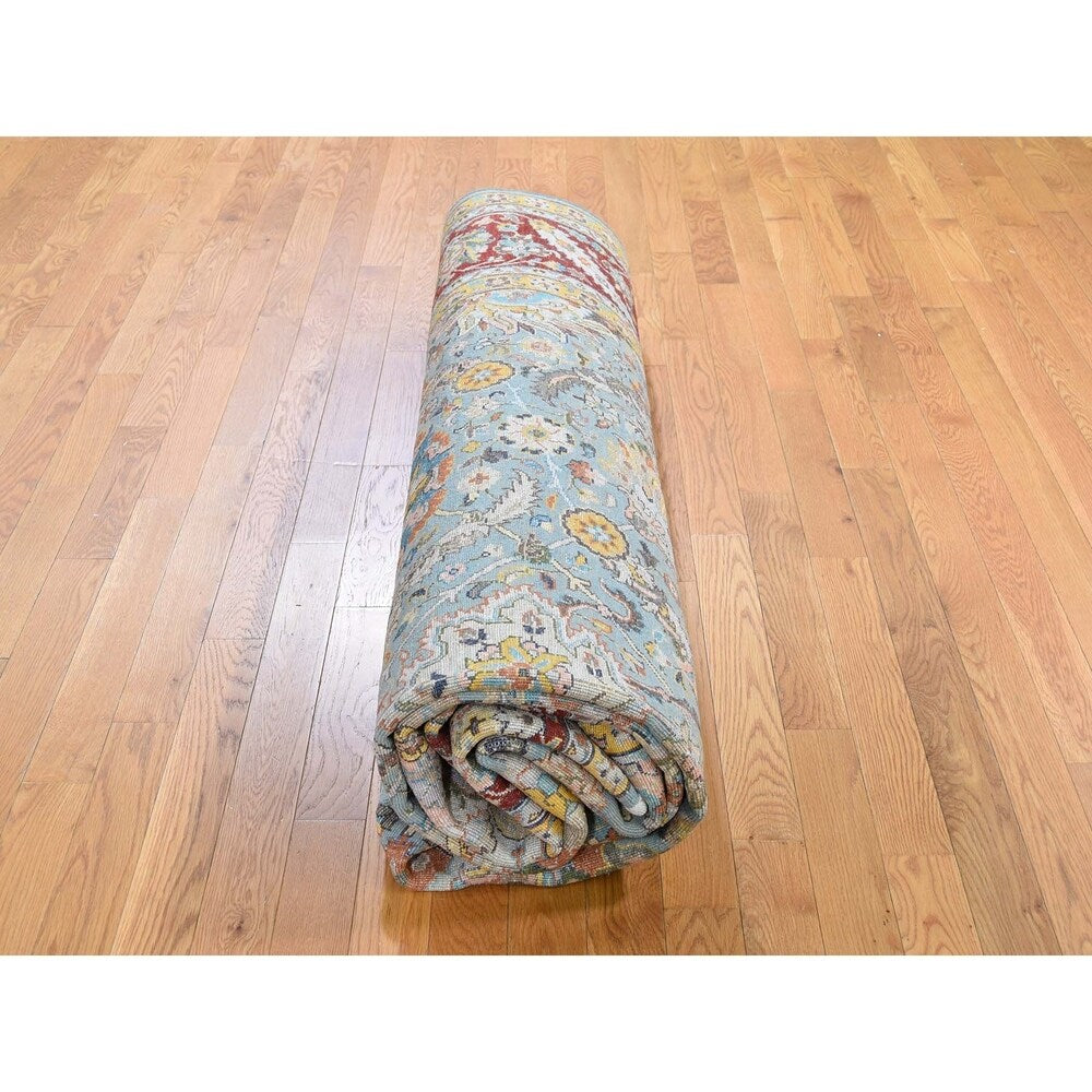 Shahbanu Rugs Wool And Silk Hi-Low Pile Textured Tabriz Design Hand-Knotted Rug (9'0" x 12'0") - 9'0" x 12'0"