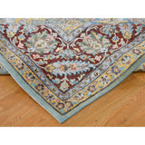 Shahbanu Rugs Wool And Silk Hi-Low Pile Textured Tabriz Design Hand-Knotted Rug (9'0" x 12'0") - 9'0" x 12'0"