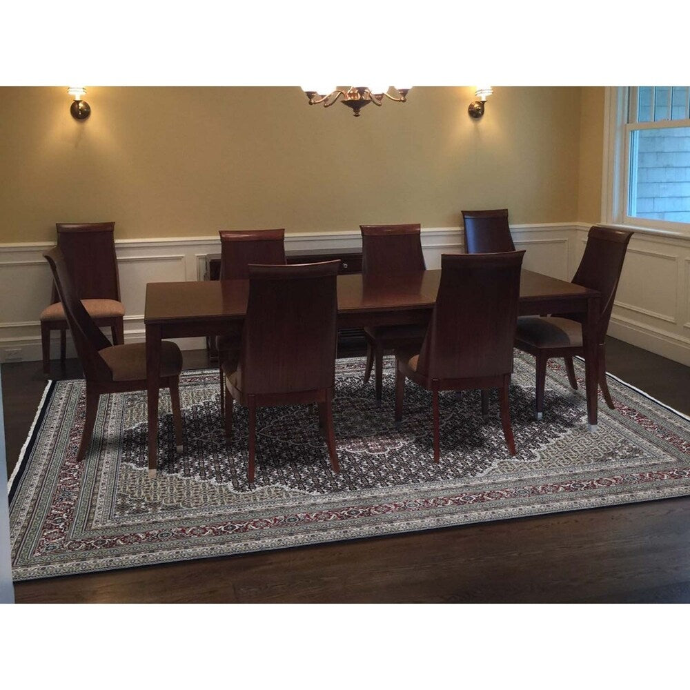 Shahbanu Rugs Wool and Silk Tabriz Mahi Hand-Knotted Oriental Rug (9'0" x 12'0") - 9'0" x 12'0"