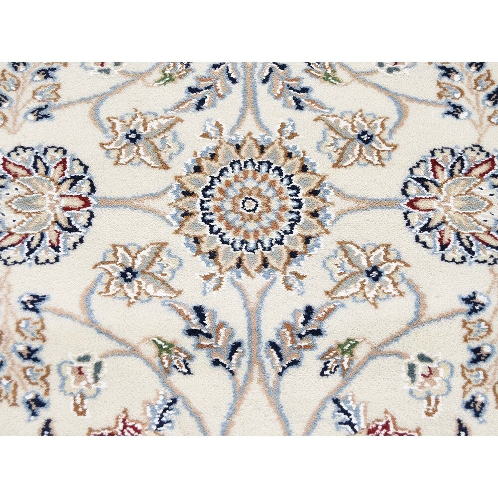 Shahbanu Rugs Wool and Silk 300 Kpsi Ivory Nain Hand-Knotted Oriental Rug - 6'0" x 9'4"