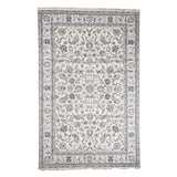Shahbanu Rugs Wool and Silk 300 Kpsi Ivory Nain Hand-Knotted Oriental Rug - 6'0" x 9'4"