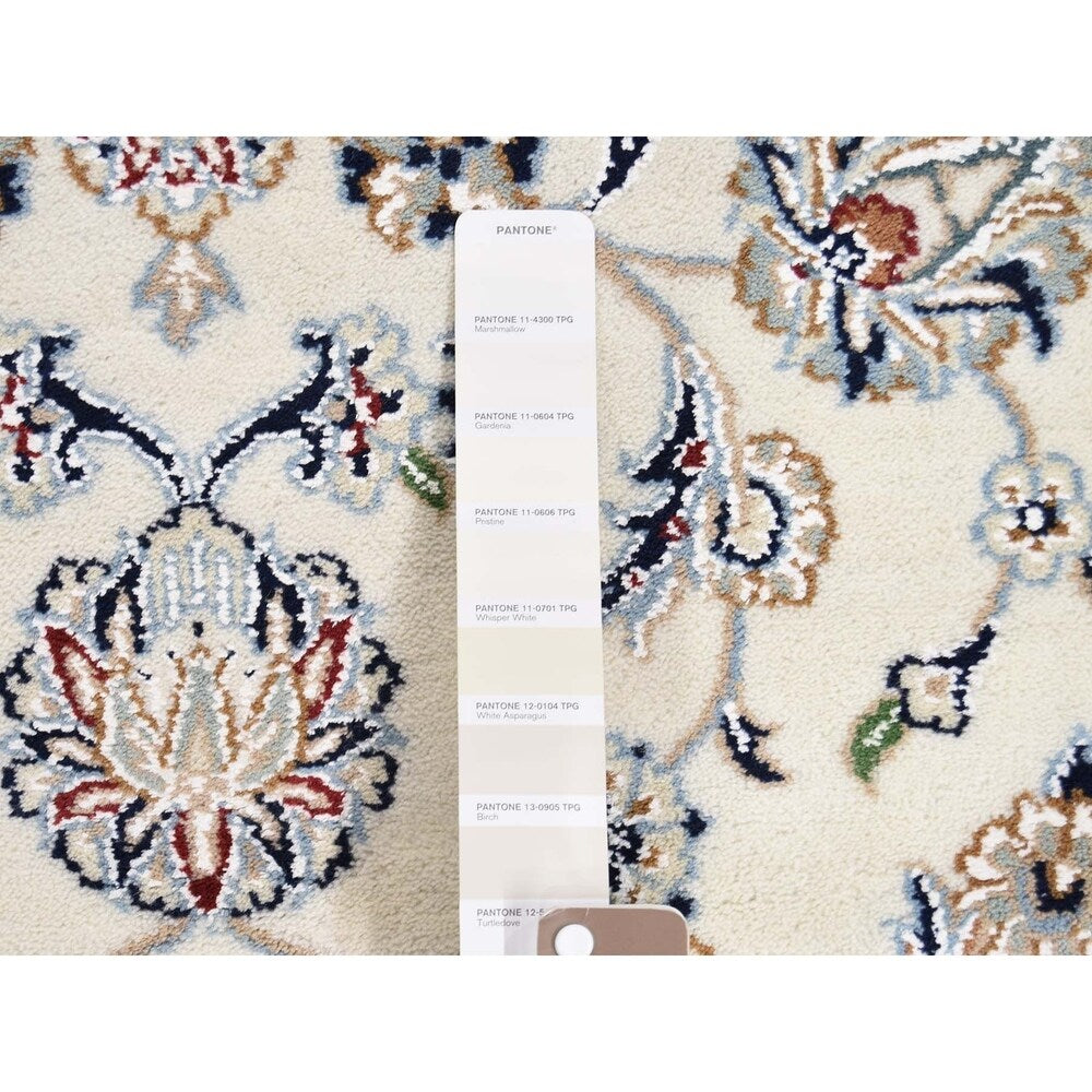 Shahbanu Rugs Wool and Silk 300 Kpsi Ivory Nain Hand-Knotted Oriental Rug - 6'0" x 9'4"